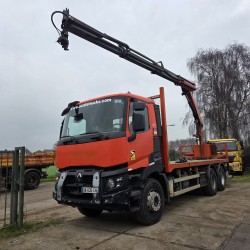 RENAULT C 380 6X4 FLATBED CRANE PALFINGER PK 18002-EH B