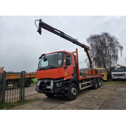 RENAULT C 380 6X4 FLATBED CRANE PALFINGER PK 18002-EH B