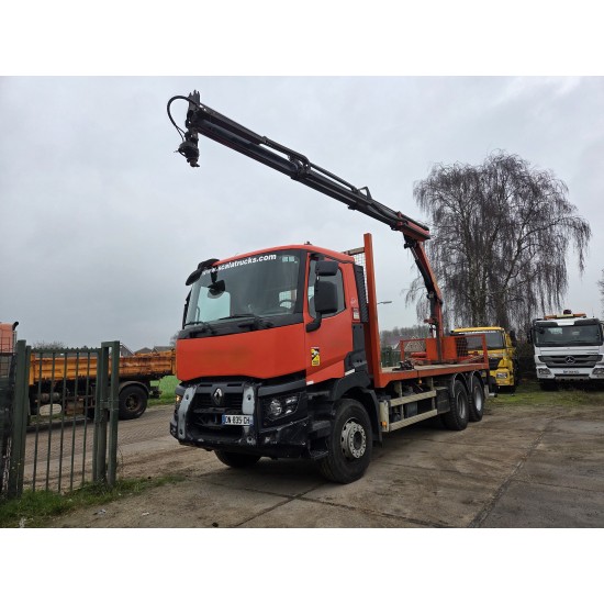 RENAULT C 380 6X4 FLATBED CRANE PALFINGER PK 18002-EH B