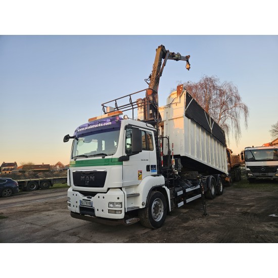 MAN TGS 26.400 6x2 steering axle lenk Tipper Crane Jonsered 1320 Z